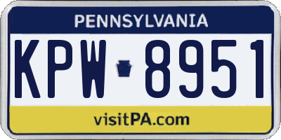 PA license plate KPW8951