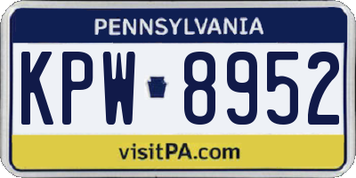 PA license plate KPW8952