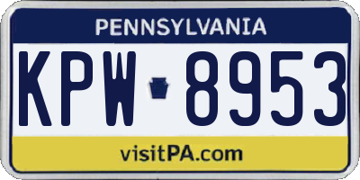 PA license plate KPW8953