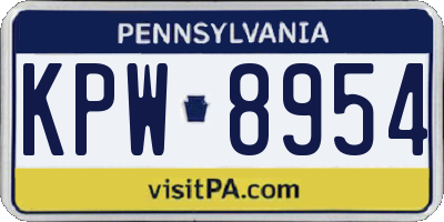 PA license plate KPW8954