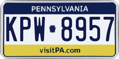 PA license plate KPW8957