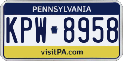 PA license plate KPW8958