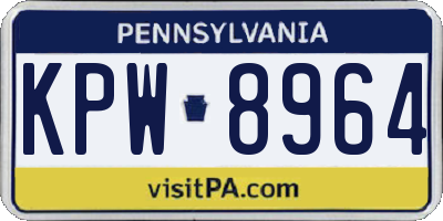 PA license plate KPW8964