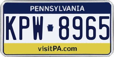 PA license plate KPW8965