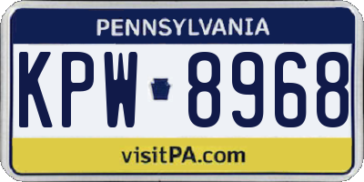 PA license plate KPW8968