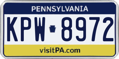 PA license plate KPW8972