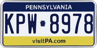 PA license plate KPW8978