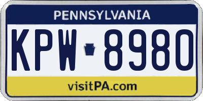 PA license plate KPW8980