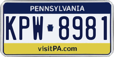 PA license plate KPW8981