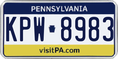 PA license plate KPW8983