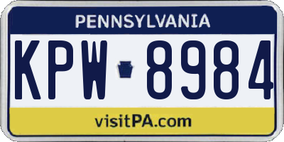PA license plate KPW8984