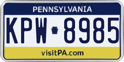 PA license plate KPW8985