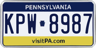 PA license plate KPW8987