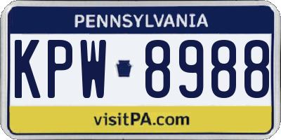 PA license plate KPW8988