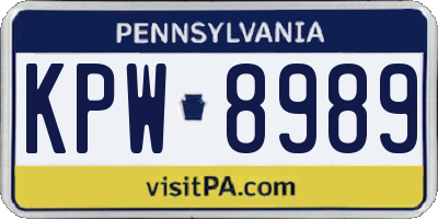 PA license plate KPW8989