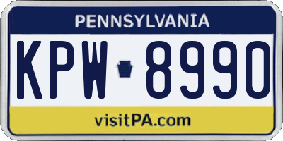 PA license plate KPW8990