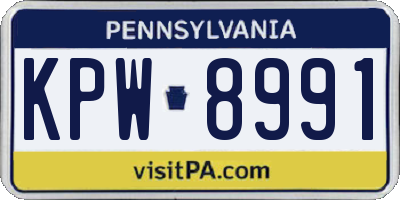 PA license plate KPW8991