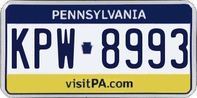 PA license plate KPW8993