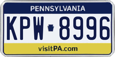 PA license plate KPW8996