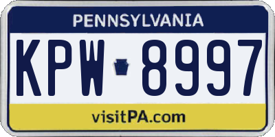 PA license plate KPW8997