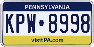 PA license plate KPW8998