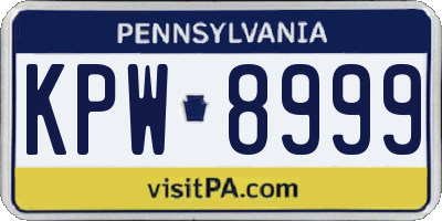 PA license plate KPW8999