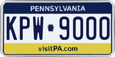 PA license plate KPW9000