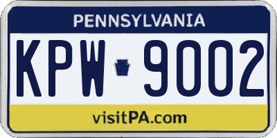 PA license plate KPW9002