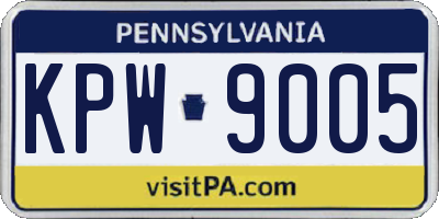 PA license plate KPW9005