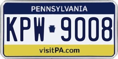 PA license plate KPW9008