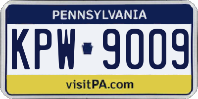 PA license plate KPW9009