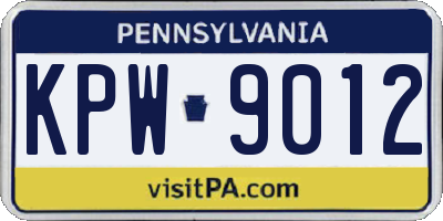 PA license plate KPW9012