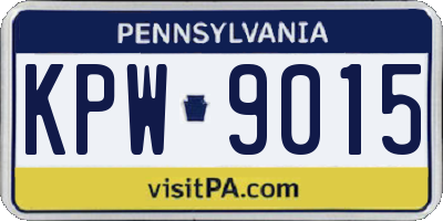 PA license plate KPW9015