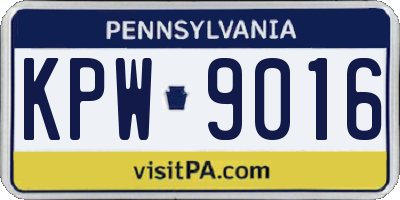 PA license plate KPW9016