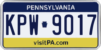 PA license plate KPW9017