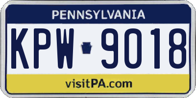 PA license plate KPW9018