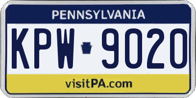 PA license plate KPW9020