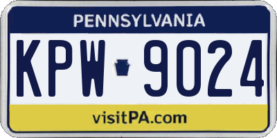PA license plate KPW9024