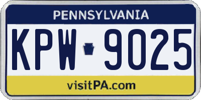 PA license plate KPW9025