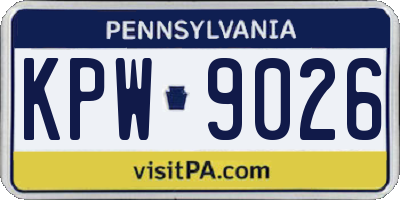 PA license plate KPW9026