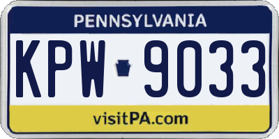PA license plate KPW9033