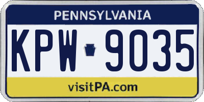 PA license plate KPW9035