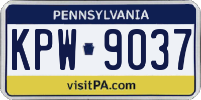 PA license plate KPW9037