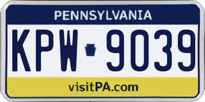 PA license plate KPW9039