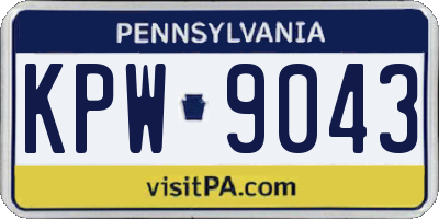 PA license plate KPW9043