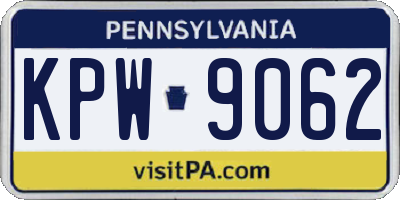 PA license plate KPW9062