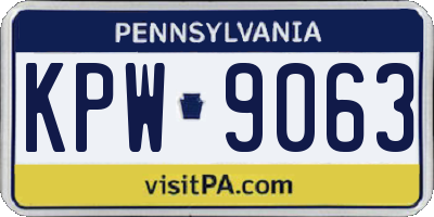 PA license plate KPW9063