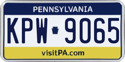 PA license plate KPW9065