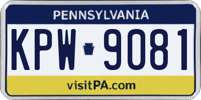 PA license plate KPW9081