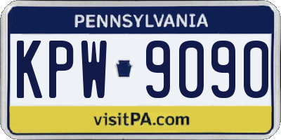 PA license plate KPW9090